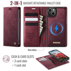 CaseMe C49 MagSafe RFID Blocking Detachable Wallet Leather Phone Case