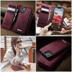 CaseMe C49 MagSafe RFID Blocking Detachable Wallet Leather Phone Case