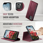 CaseMe C49 MagSafe RFID Blocking Detachable Wallet Leather Phone Case