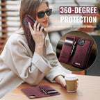 CaseMe C49 MagSafe RFID Blocking Detachable Wallet Leather Phone Case