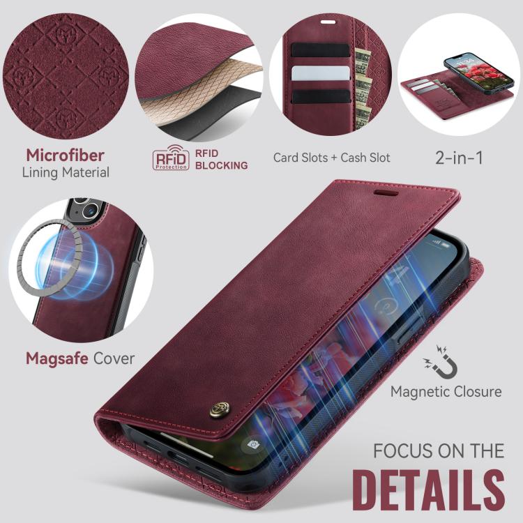 CaseMe C49 MagSafe RFID Blocking Detachable Wallet Leather Phone Case