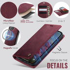 CaseMe C49 MagSafe RFID Blocking Detachable Wallet Leather Phone Case