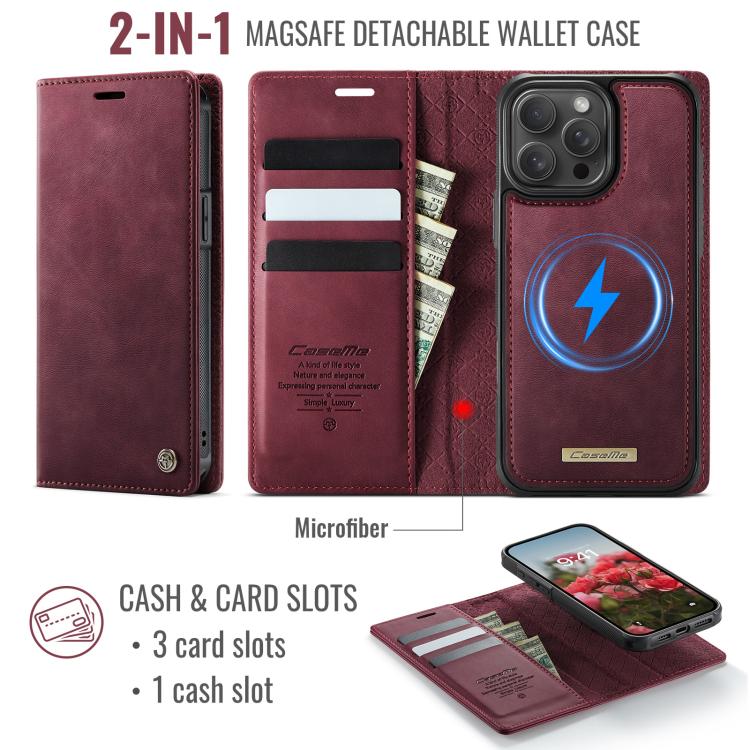 CaseMe C49 MagSafe RFID Blocking Detachable Wallet Leather Phone Case