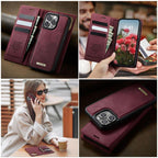CaseMe C49 MagSafe RFID Blocking Detachable Wallet Leather Phone Case