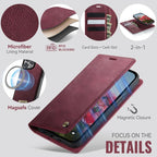 CaseMe C49 MagSafe RFID Blocking Detachable Wallet Leather Phone Case