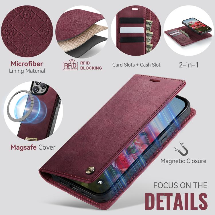 CaseMe C49 MagSafe RFID Blocking Detachable Wallet Leather Phone Case
