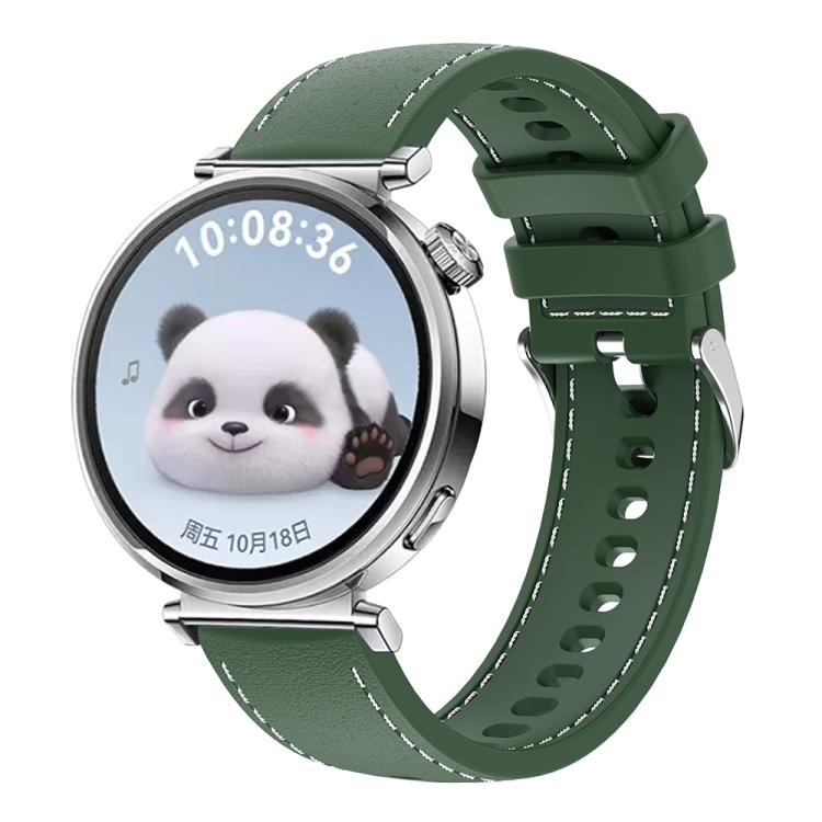 Stitched Silicone Watch Band — Wine Red