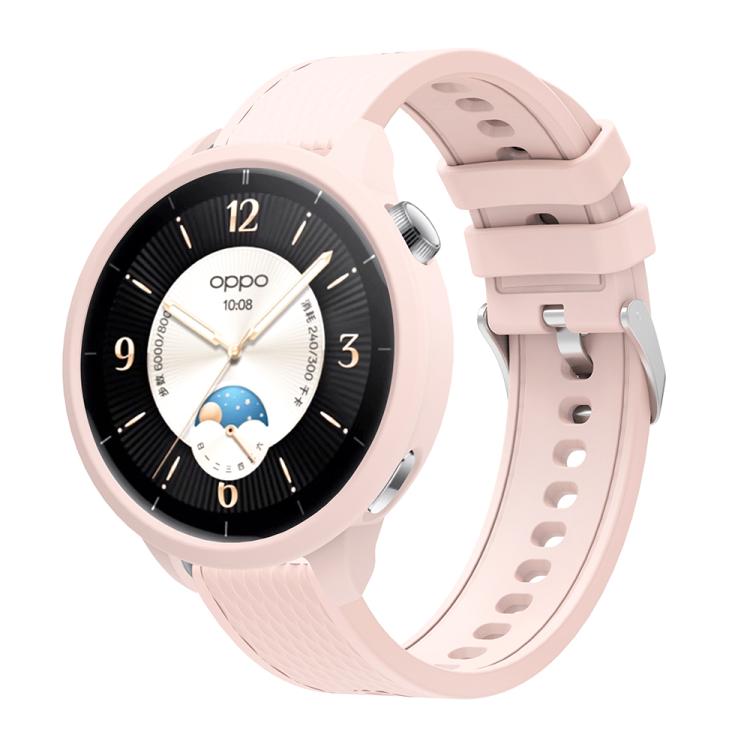 Silicone Watch Cover Integrated Diamond Texture Silicone Watch Band — Pink
