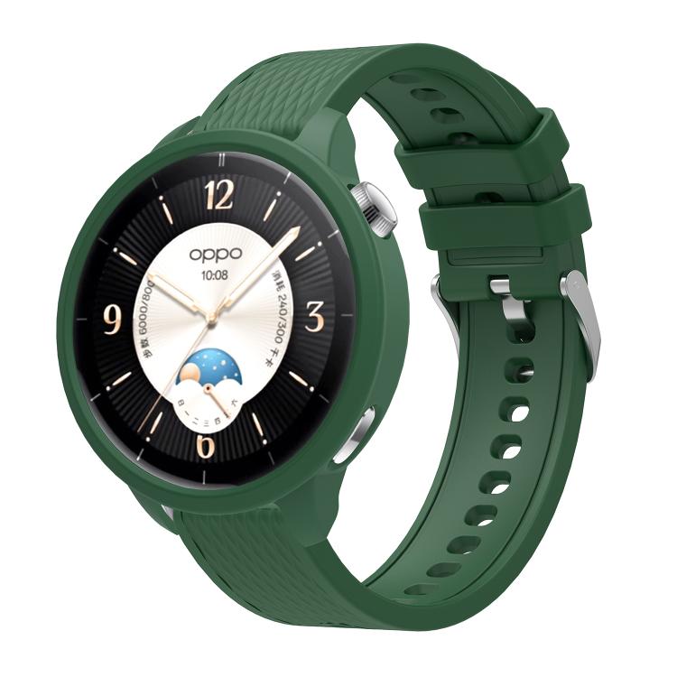 Silicone Watch Cover Integrated Diamond Texture Silicone Watch Band — Dark Green