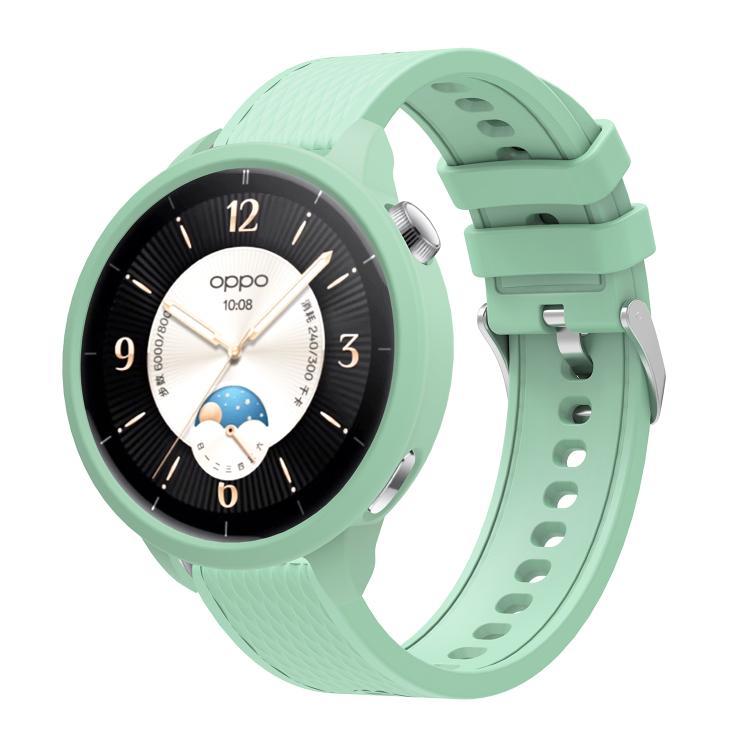 Silicone Watch Cover Integrated Diamond Texture Silicone Watch Band — Lake Green