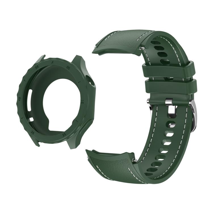 Silicone Watch Cover Integrated Stitched Silicone Watch Band — Black