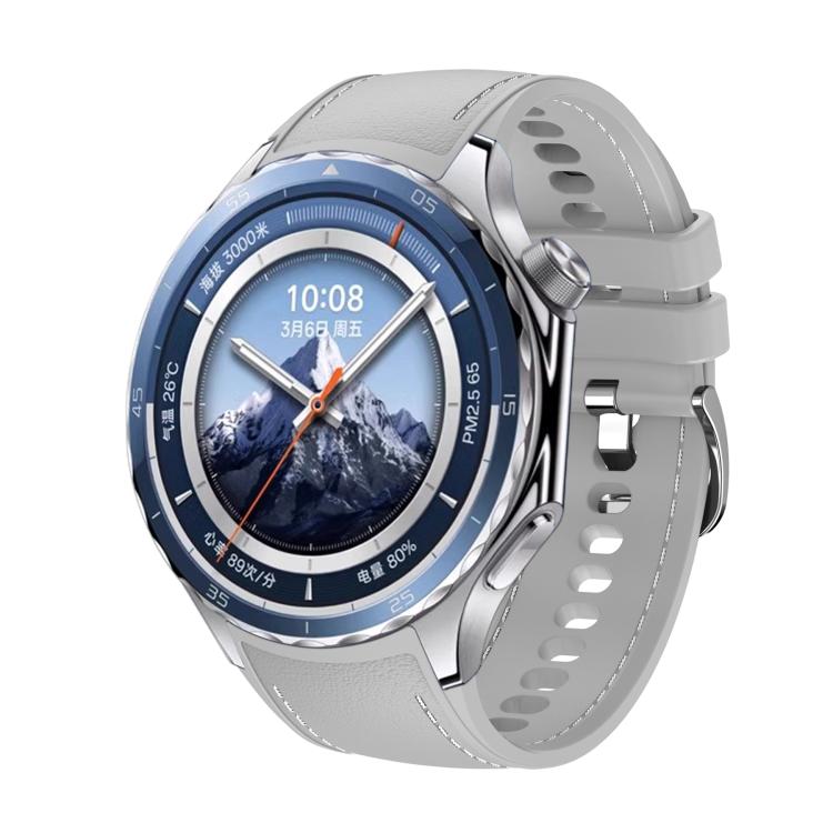 Stitched Silicone Watch Band — Desert Silver