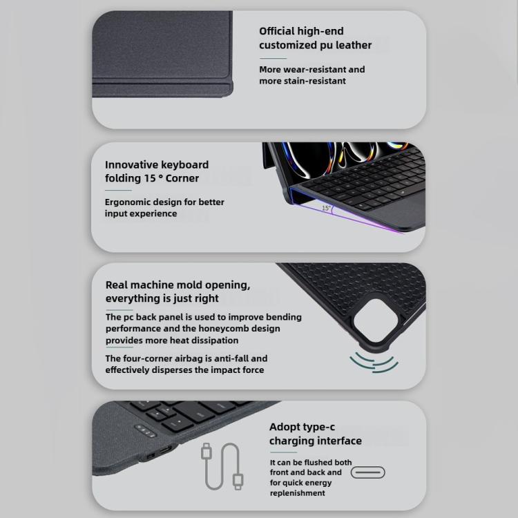 Magnetized Separation Of The Wonderful Control Keyboard Four Corners Of The Drop-Proof PU Protective Case