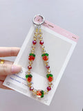 Luminous Persimmon Crystal Phone Chain