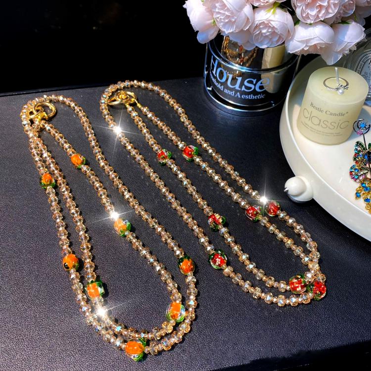 Persimmon Ruyi Crystal Mobile Phone Chain