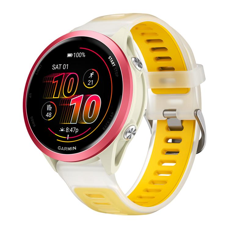 Silver Steel Buckle Translucent Color Silicone Watch Band — Red