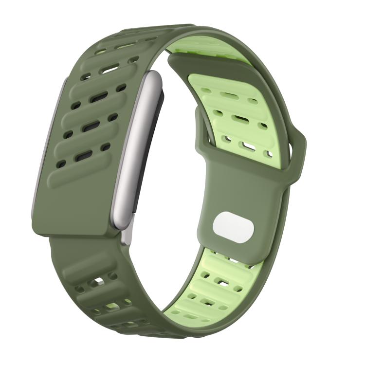 Reverse Buckle Sports Breathable Silicone Watch Band — Light Gray Black