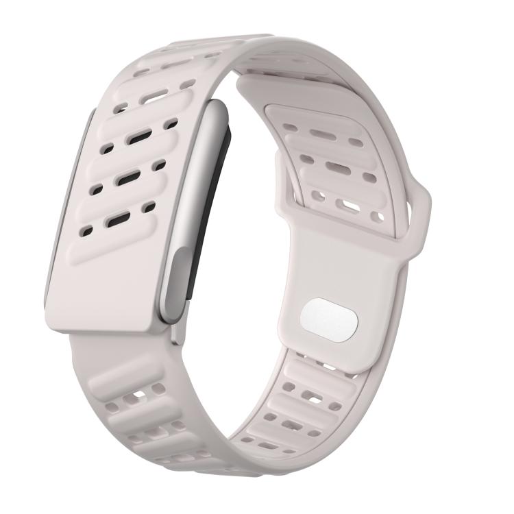 Reverse Buckle Sports Breathable Silicone Watch Band — Black Light Gray