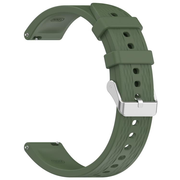 Rhombic Texture Groove Silicone Watch Band — Dark Green