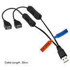 JUNSUNMAY USB 2.0 Male to 2 Dual USB Female Jack Y Splitter Hub Power Cord Extension Adapter with On/Off Switch — view 3