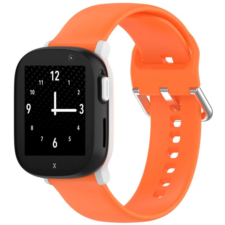For Xplora X6PLAY Kids Smart Phone Watch Solid Color Silver Buckle Silicone Watch Band — Orange
