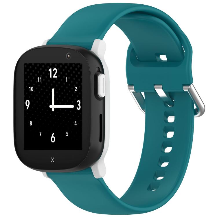 For Xplora X6PLAY Kids Smart Phone Watch Solid Color Silver Buckle Silicone Watch Band — Red
