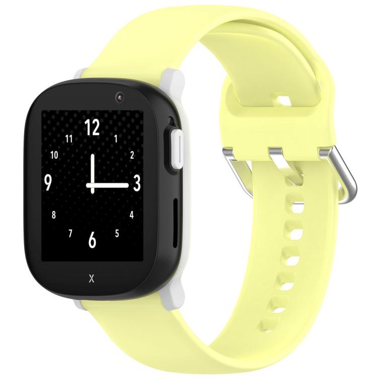 For Xplora X6PLAY Kids Smart Phone Watch Solid Color Silver Buckle Silicone Watch Band — Pink