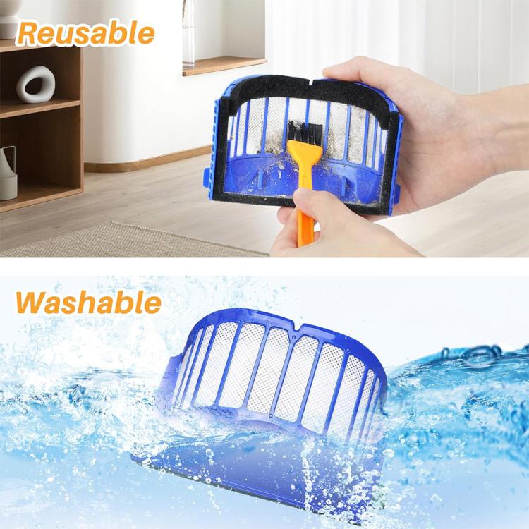 JUNSUNMAY 4pcs Sweeper Clean Filter with Brush for iRobot Roomba 600 Series