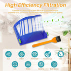 JUNSUNMAY 4pcs Sweeper Clean Filter with Brush for iRobot Roomba 600 Series