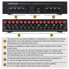 B075 4 Input 4 Ooutput Power Amplifier Speaker Selector Switcher, 300W Sound Quality Per Channel No Loss — view 6