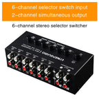 B080 6 Input 2 Output Audio Signal Selector Audio Switcher, 2-Channel Synchronous Output RCA Interface — view 4