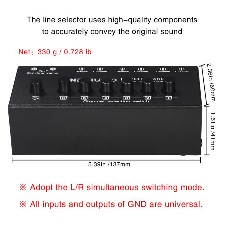 B080 6 Input 2 Output Audio Signal Selector Audio Switcher, 2-Channel Synchronous Output RCA Interface — view 8