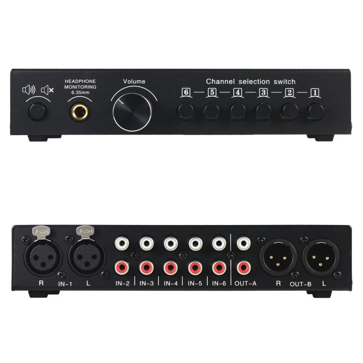 B081 6 Input 3 Outupt Audio Signal Selector Switcher Multi-channel Switcher, Fully Balanced Passive Front Active Speaker Volume Controller RCA Selector — view 3