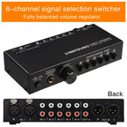 B081 6 Input 3 Outupt Audio Signal Selector Switcher Multi-channel Switcher, Fully Balanced Passive Front Active Speaker Volume Controller RCA Selector — view 4