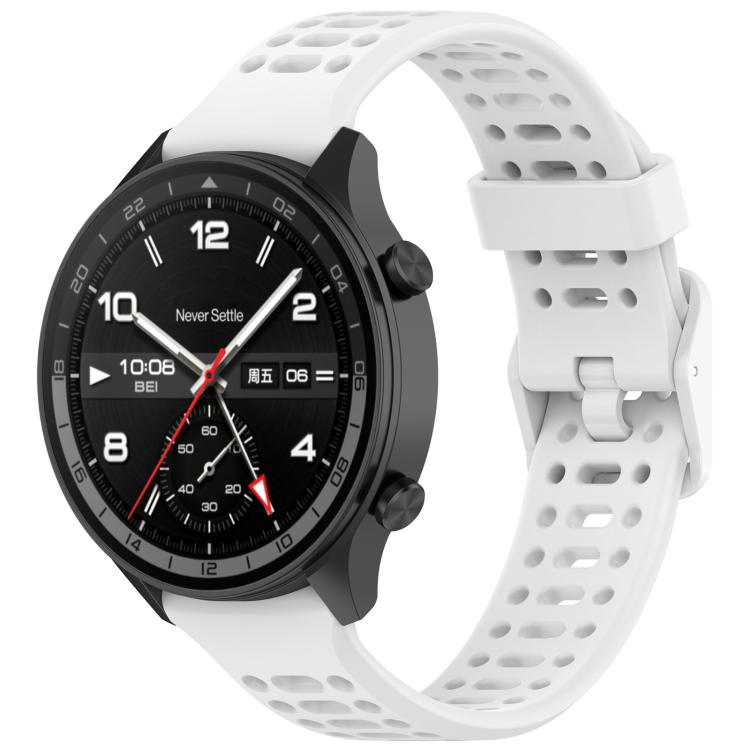Breathable Solid Color Silicone Watch Band — Black