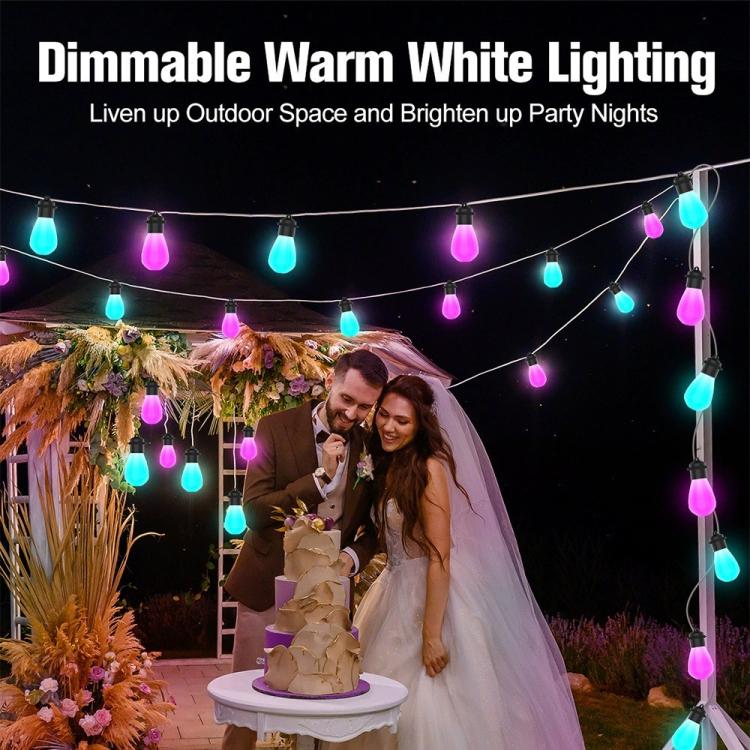 S14 IP65 Waterproof RGBIC WiFi BLE App Remote Control Smart WiFi String Lights 12M 20 Bulbs — view 3