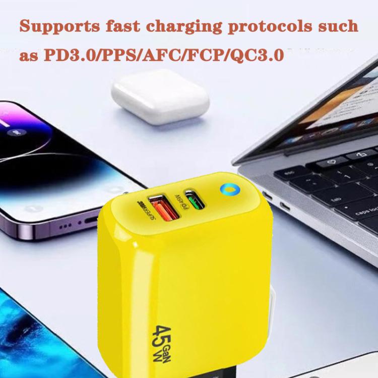 TE-PD45 GaN 45W PD3.0 / Type-C + USB 3.0 Charger with Type-C to Type-C Data Cable, EU Plug — view 6