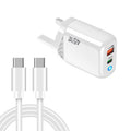 TE-PD45 GaN 45W PD3.0 / Type-C + USB 3.0 Charger with Type-C to Type-C Data Cable, UK Plug