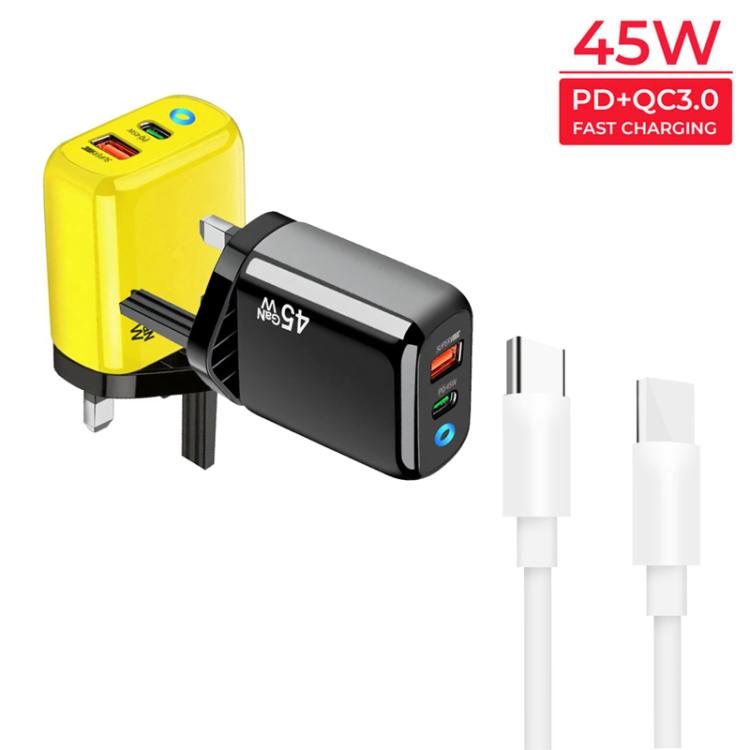 TE-PD45 GaN 45W PD3.0 / Type-C + USB 3.0 Charger with Type-C to Type-C Data Cable, UK Plug — view 5