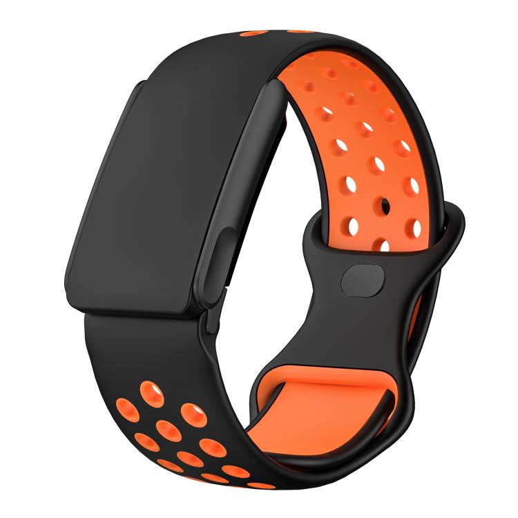 Reverse Buckle Breathable Silicone Sports Watch Band — Black Grey