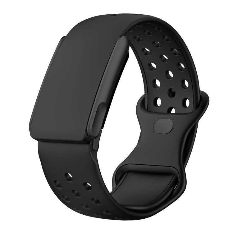 Reverse Buckle Breathable Silicone Sports Watch Band — Black Orange