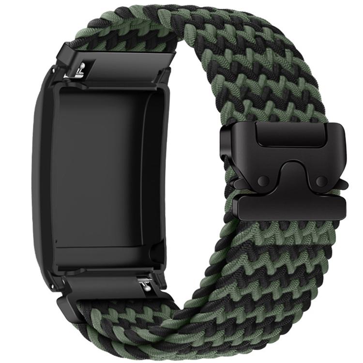 Parachute Buckle Elastic Nylon Braided Watch Band — Black Rainbow
