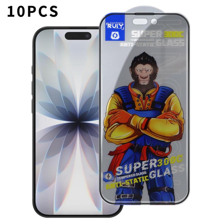 10pcs Armor 300C Ultra-Curved Anti-Static Anti-Dust Silk-Screened Privacy Tempered Glass Film — For iPhone 17 Pro