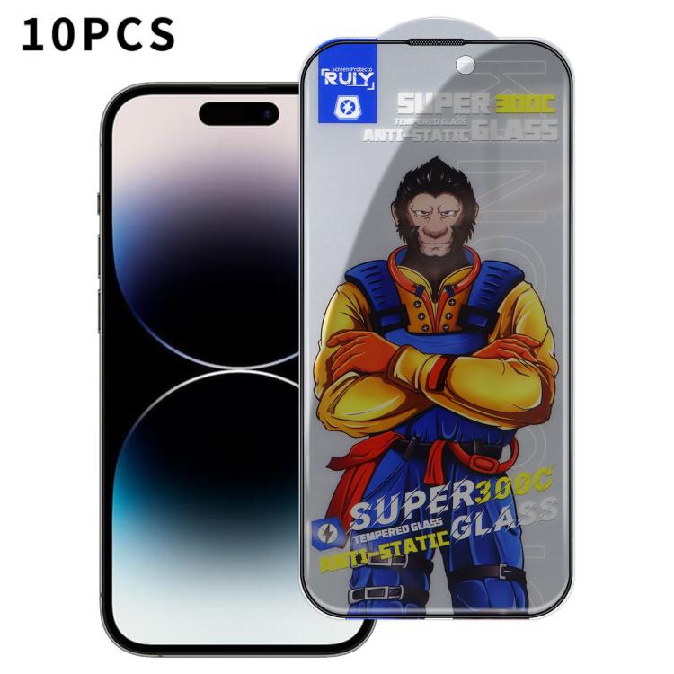 10pcs Armor 300C Ultra-Curved Anti-Static Anti-Dust Silk-Screened Privacy Tempered Glass Film — For iPhone 14