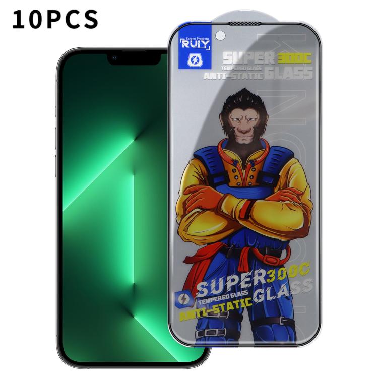 10pcs Armor 300C Ultra-Curved Anti-Static Anti-Dust Silk-Screened Privacy Tempered Glass Film — For iPhone 14 Pro Max