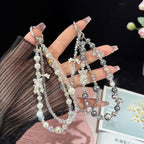 Double-Layer Crystal Necklace with a Little Bear