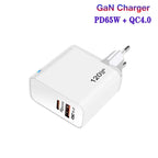 TE-PD65 GaN PD 65W + QC4.0 USB Fully Compatible Protocol Charger ，EU Plug — White