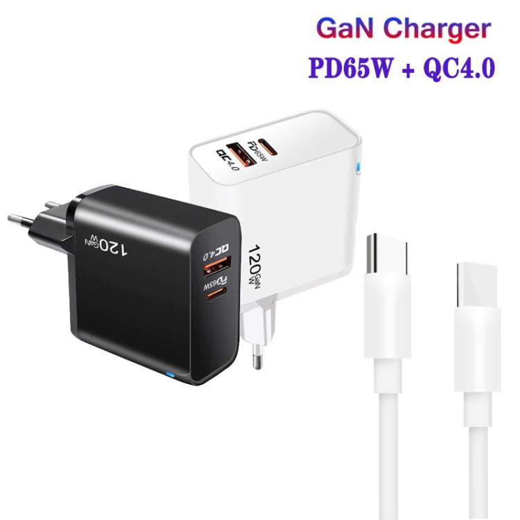 TE-PD65 GaN PD 65W + QC4.0 USB Charger with Type-C to Type-C Data Cable, EU Plug — view 4