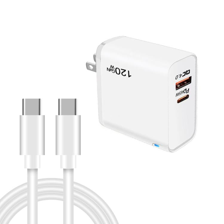 TE-PD65 GaN PD 65W + QC4.0 USB Charger with Type-C to Type-C Data Cable, US Plug