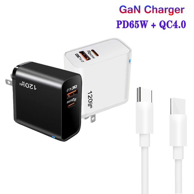 TE-PD65 GaN PD 65W + QC4.0 USB Charger with Type-C to Type-C Data Cable, US Plug — view 4